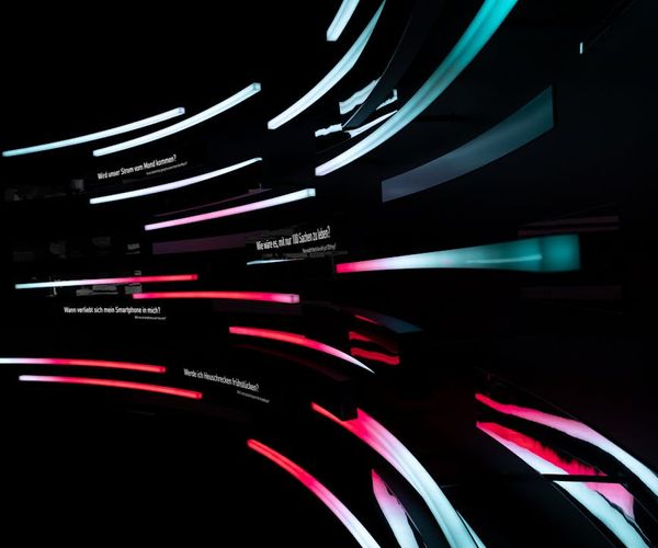 Conceptual art showing dynamic lines and soft glow